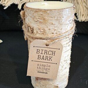 New! Pillar Candle Birch Bark 6” Tall Wax Simple Things by Kirklands